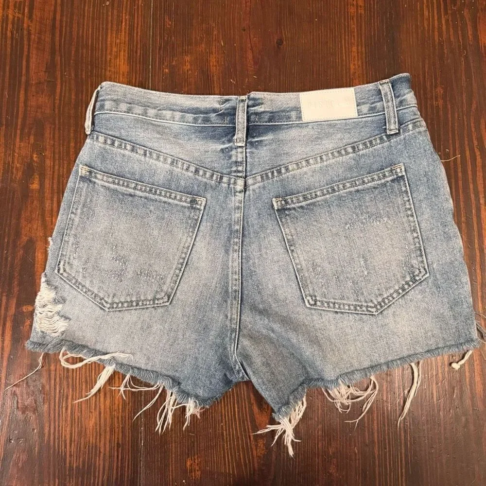 Pistola Nova Relaxed High Rise Cut Off Sante Fey Frayed Size 27 Denim Shorts